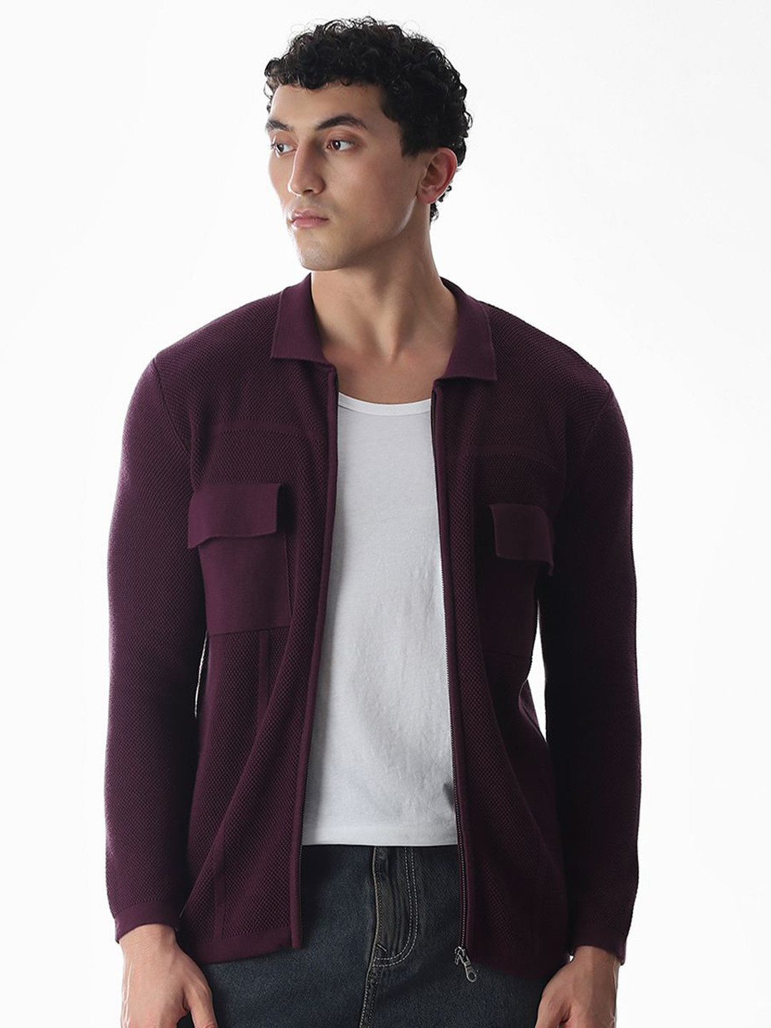 Jack & Jones Men Front-Open Cotton Sweaters