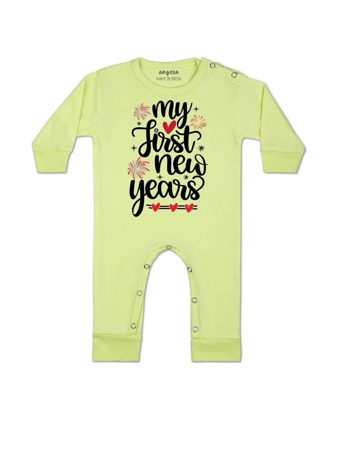 Arvesa Infants New Year Printed Round Neck Romper