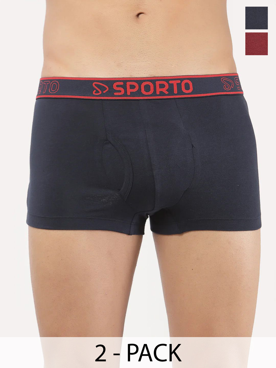 Sporto by Macho Pack Of 2 Combed Cotton Short Trunks Sprto-M1022_G(1)-M(1)-N(1)-XL