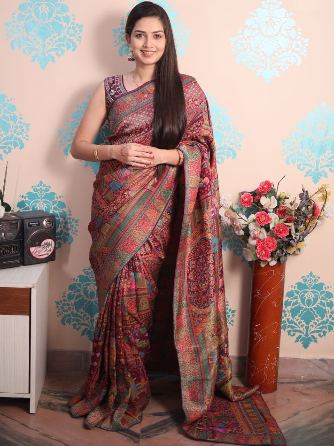 Royal Rajgharana Saree Ethnic Motifs Zari Pashmina Handloom Banarasi Sarees