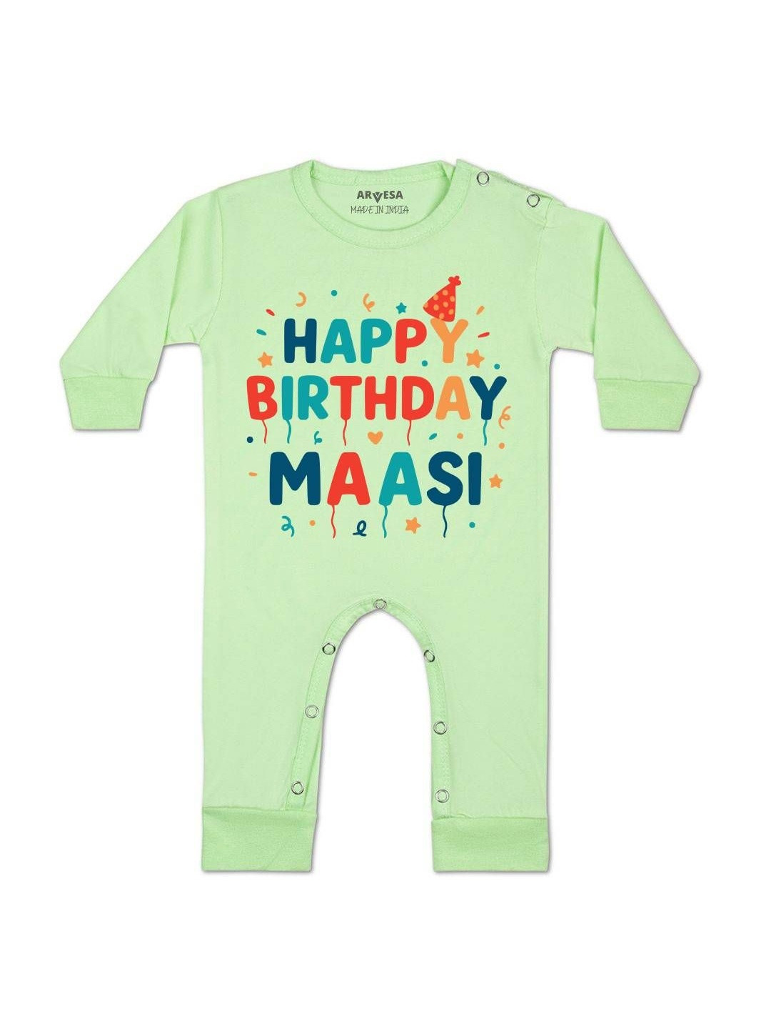 Happy Birthday Maasi Printed Baby Rompers