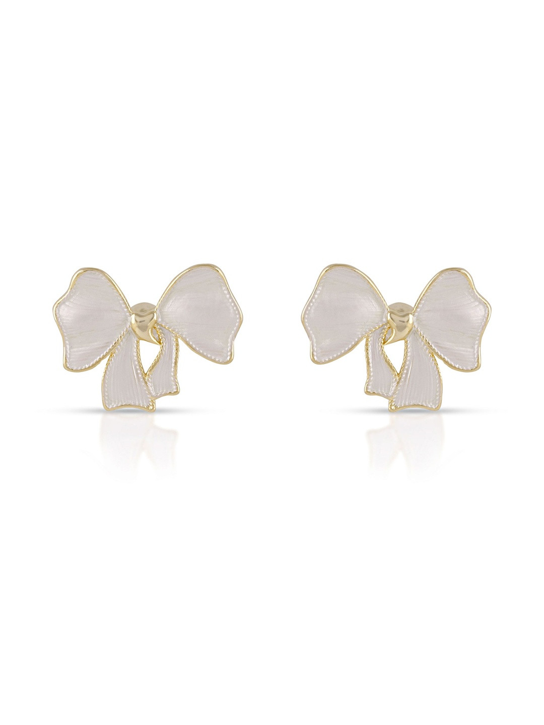 CROWN NINE Women Gold Plated Bow Shaped Copper Studs Earrings