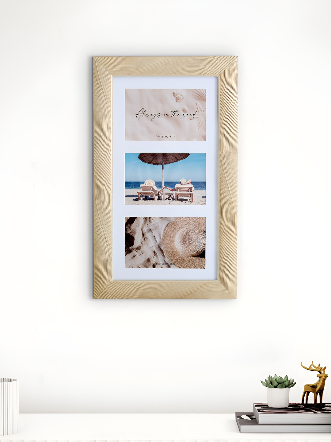 Home Centre Beige Photomontage Pine Wall Photo Frame