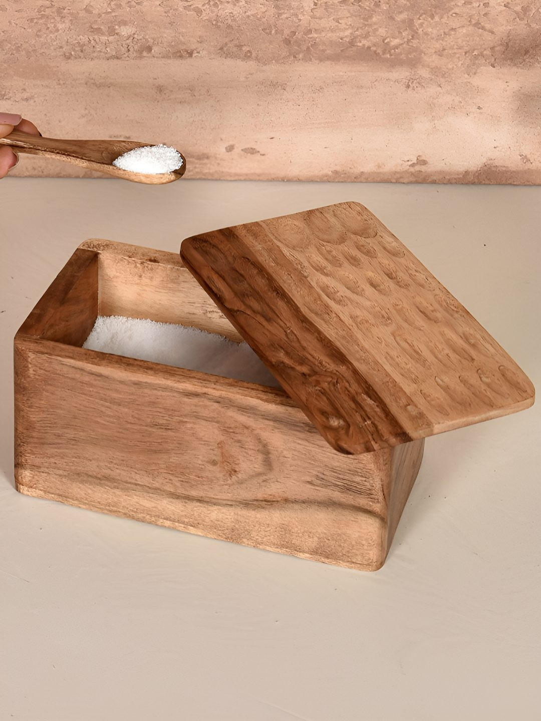 Living With Elan Brown Wooden Canister Container