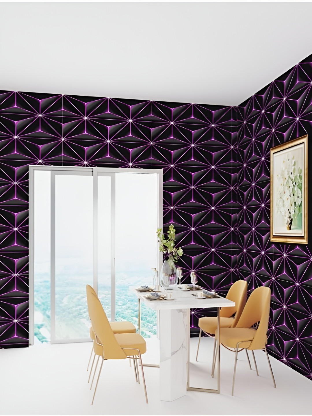 SEKHMET Black & Purple Geometric Printed Wall Sticker