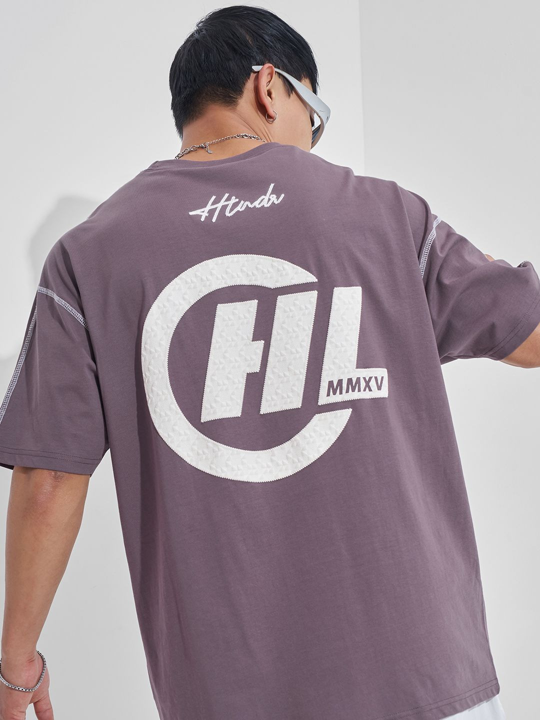 HIGHLANDER Men Solid Round Neck Cotton Oversized T-shirt