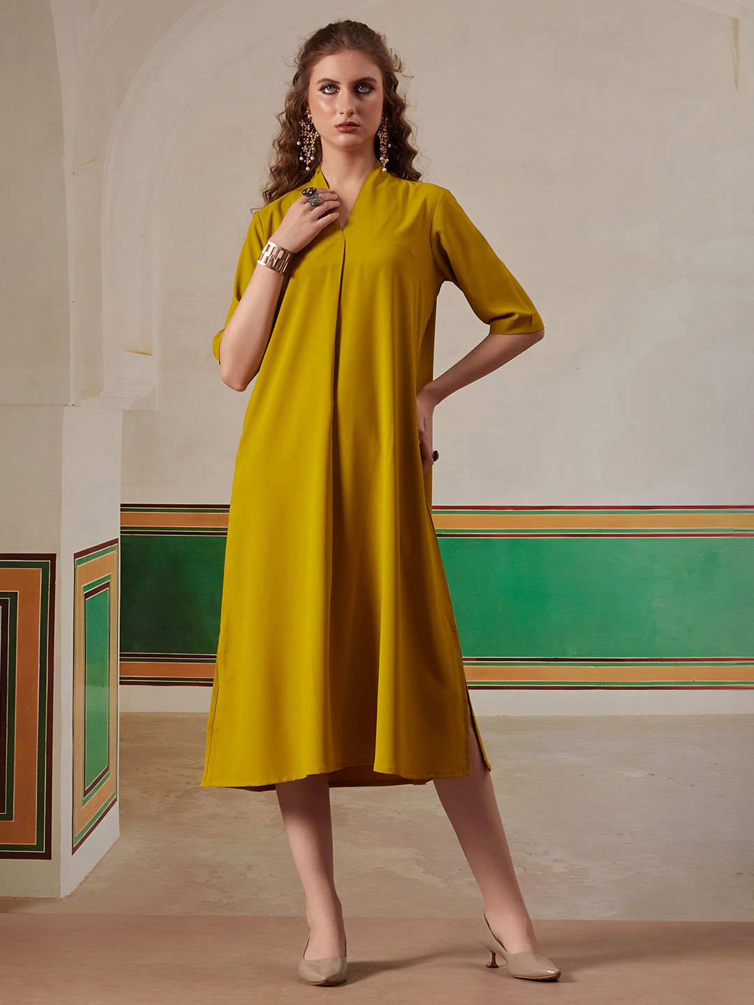 FITHUB Women A-Line Midi Dress