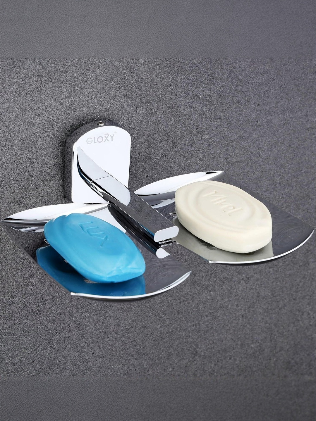 GLOXY Silver Stainless Steel Curve Double Soap Holder