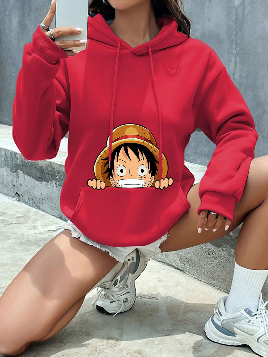 BRIEF CHICKADE Women Graphic Printed Long Sleeves Hooded Sweatshirt