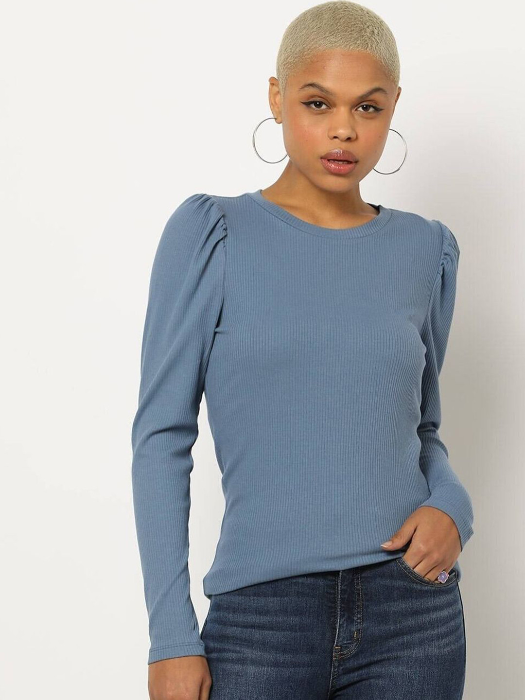 GAP Ribbed Crew Neck Cut Out Detail Long Sleeves Top