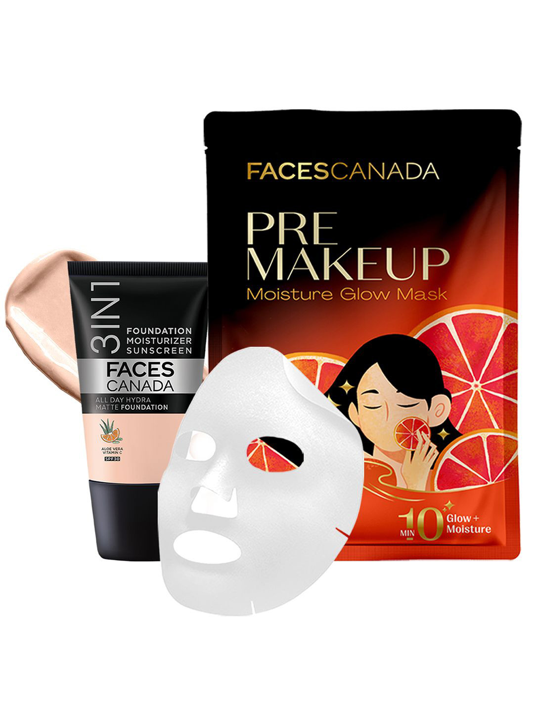 FACES CANADA Set Of 2 Hydra Matte Mini Foundation-Rose Ivory-011 With Sheet Mask