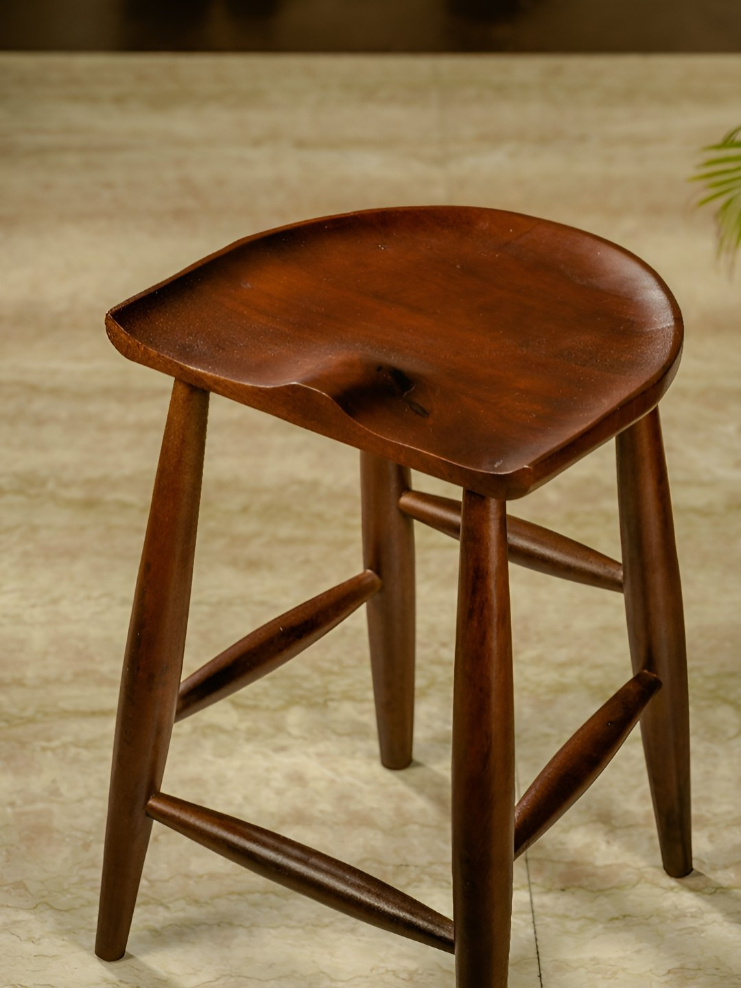 Araana Home Brown Textured Wooden Stool