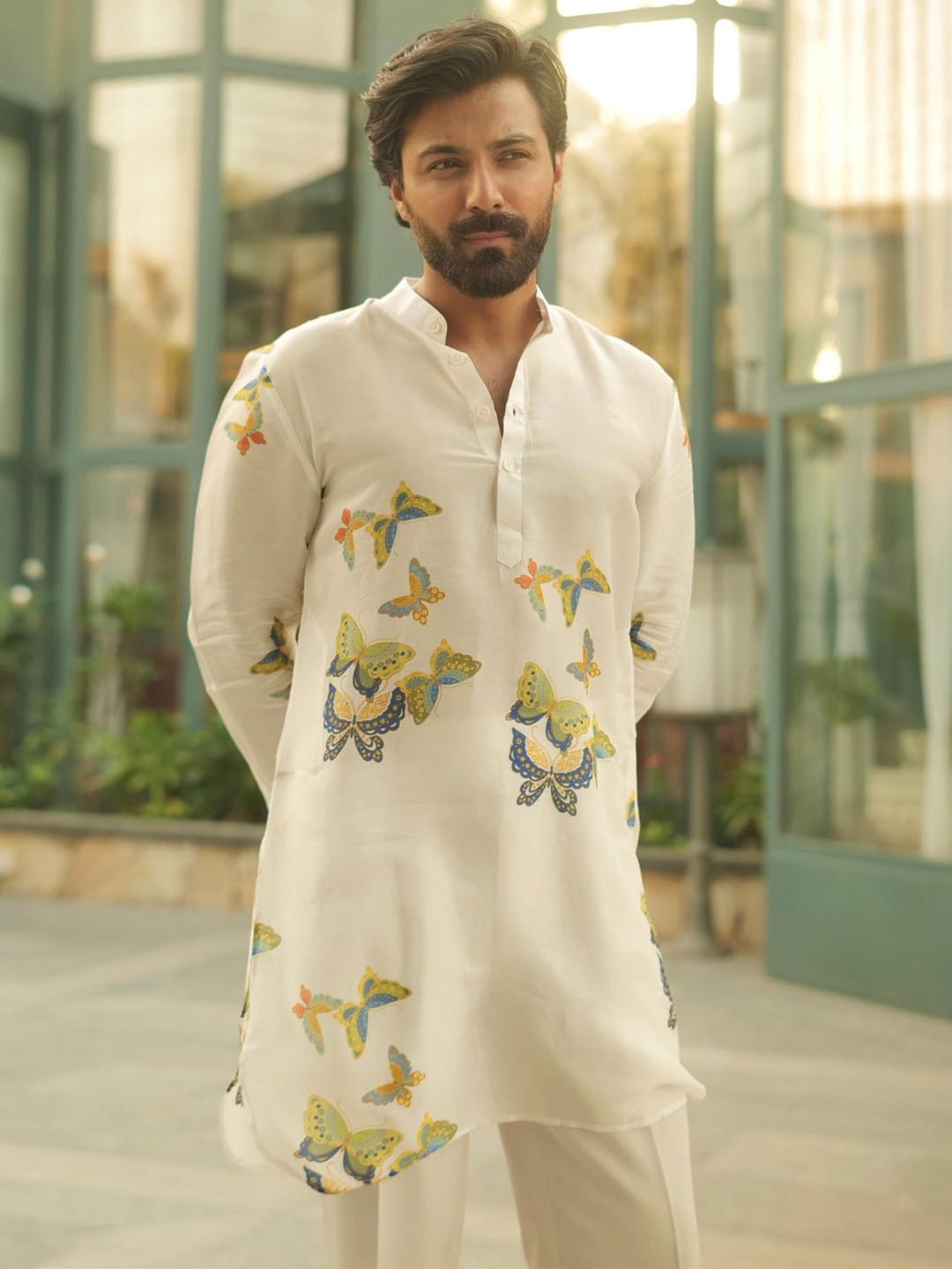 QB MEN Men Ethnic Motifs Printed Daily Silk Straight Kurta