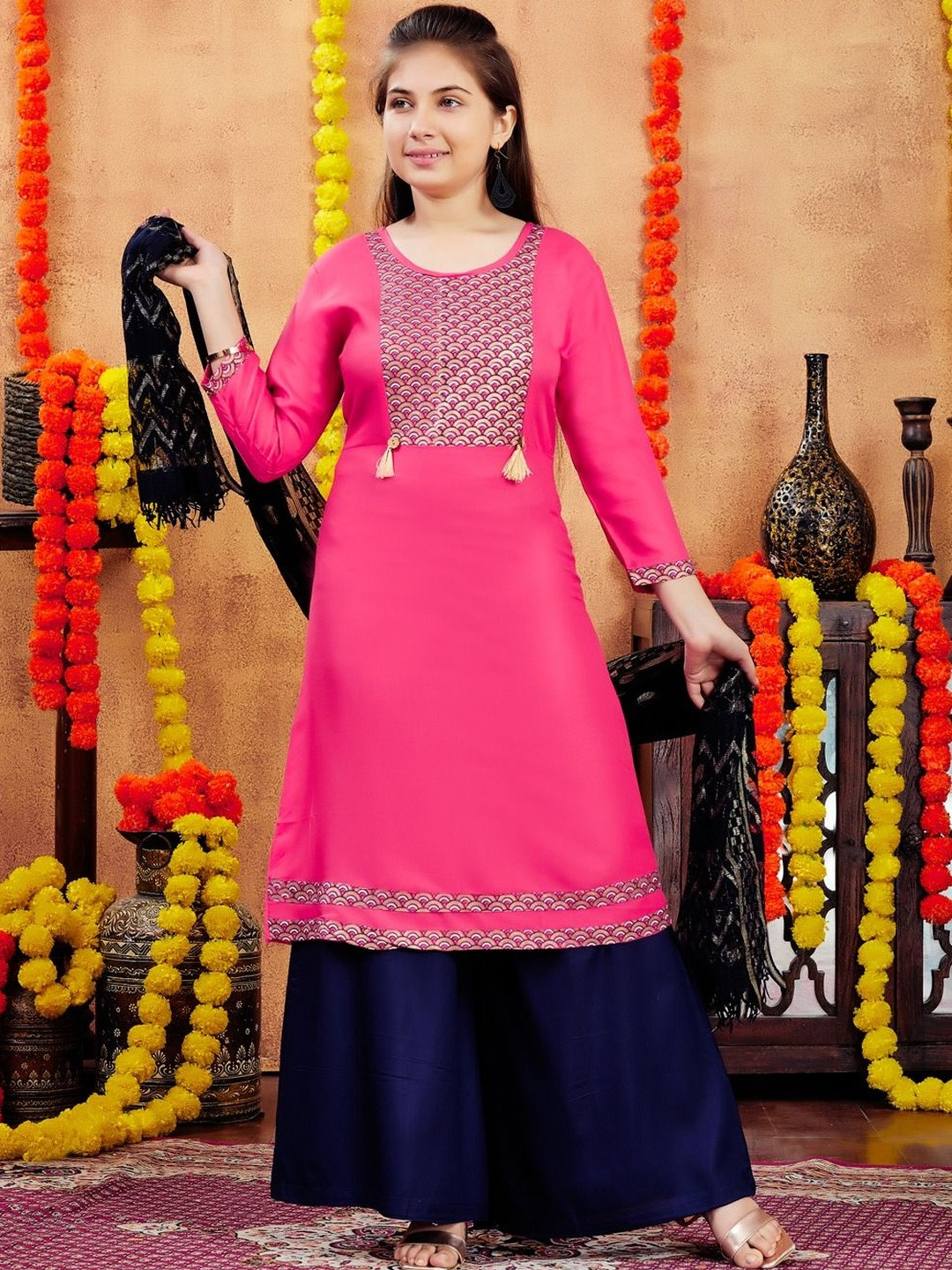 Muhuratam Girls Party Wear Gajri Colour Printed Cotton Kurti