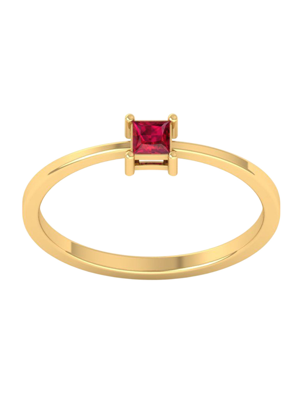 Eddicted 925 Sterling Silver 14K Gold-Plated Ruby Stoned Studded Finger Ring