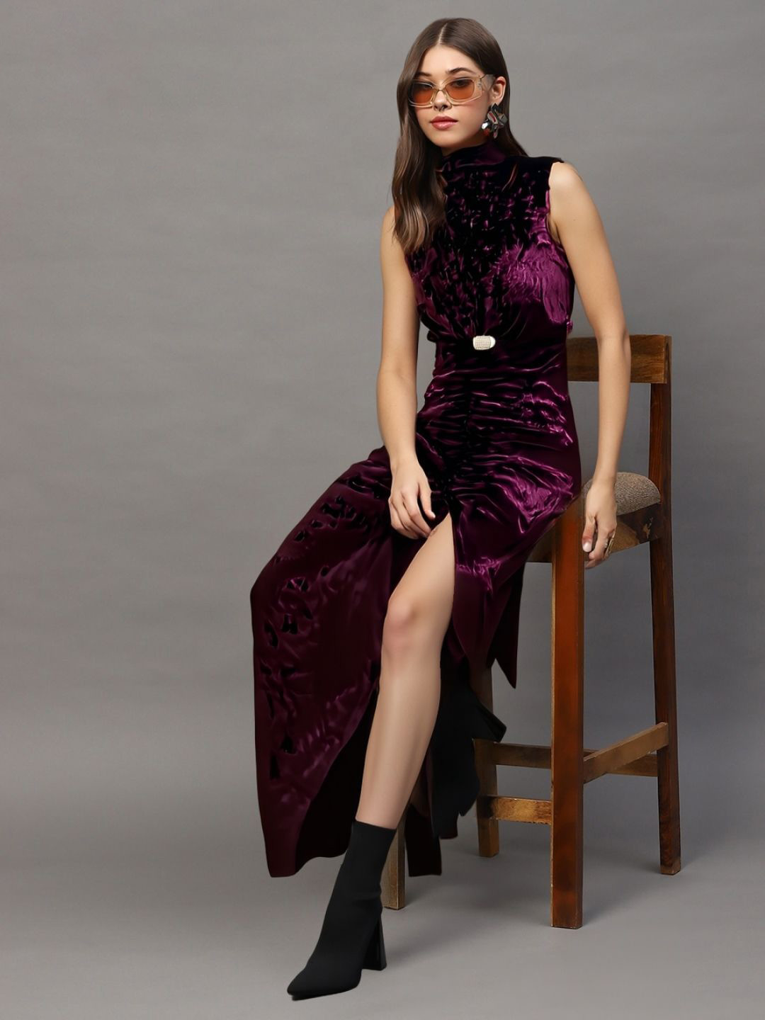 Sera Women nVelvet Maxi Sheath Dress