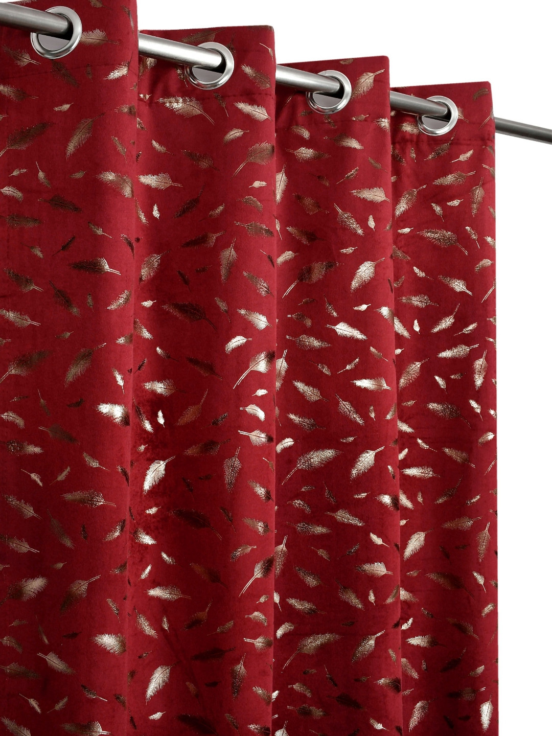 GEET CREATIONS Maroon & Metallic Room Darkening Velvet Long Door Curtain