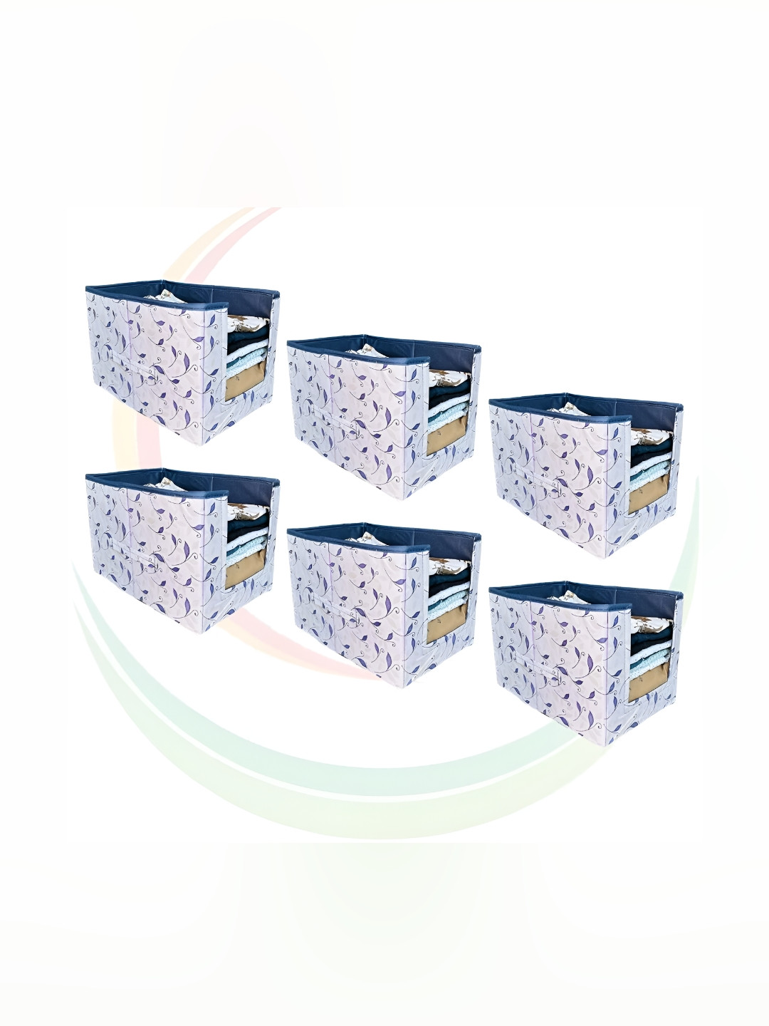 GR Art&Craft White And Blue 6 Pieces Printed Shirt Stacker