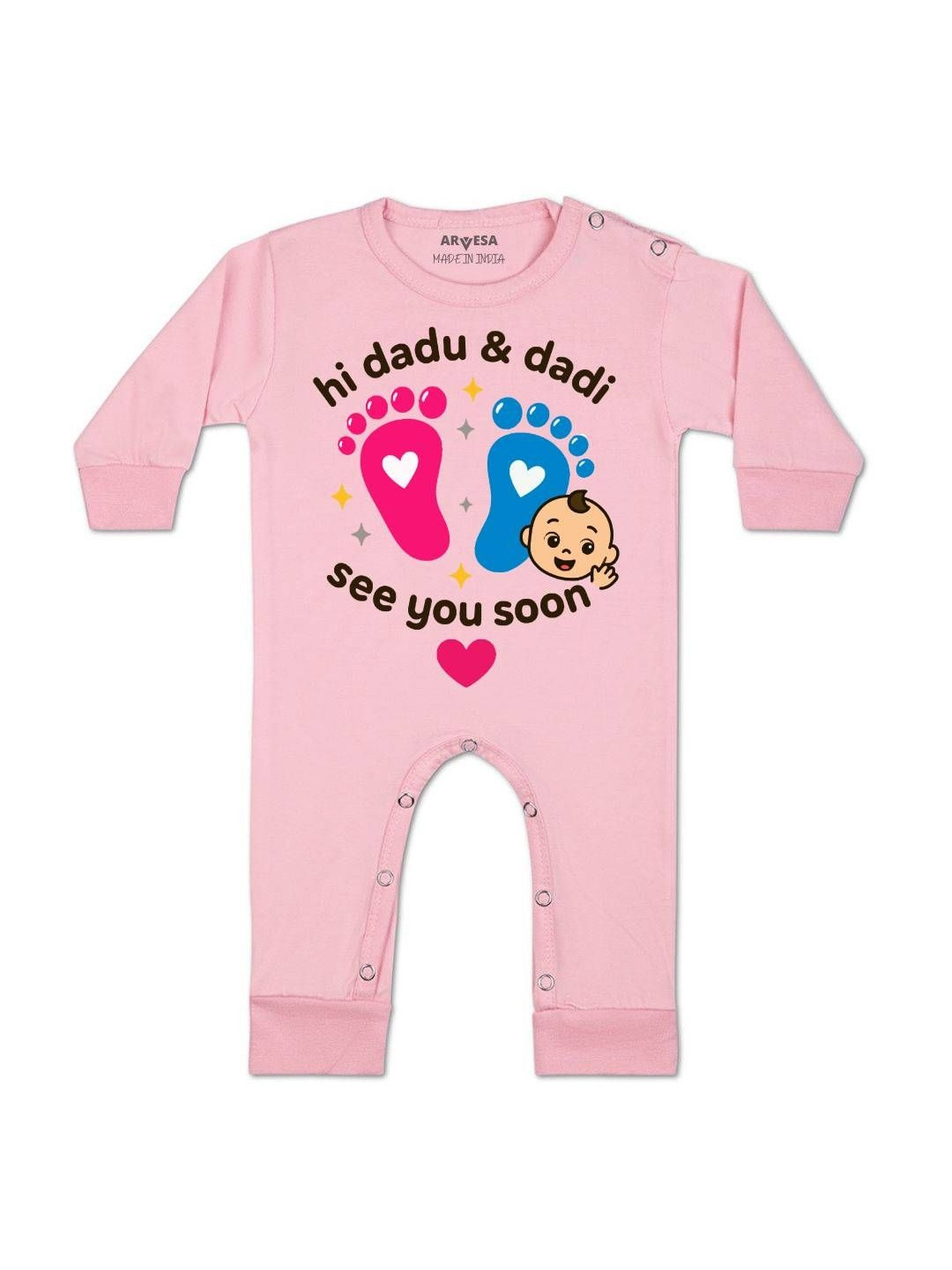 Hi Dadu & Dadi See You Soon Printed Baby Rompers