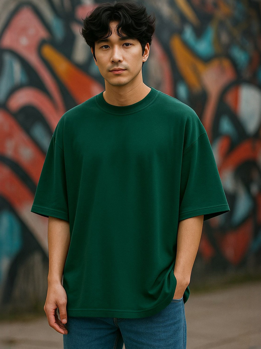 Hazuku Drop-Shoulder Sleeves Oversized Pure Cotton T-shirt