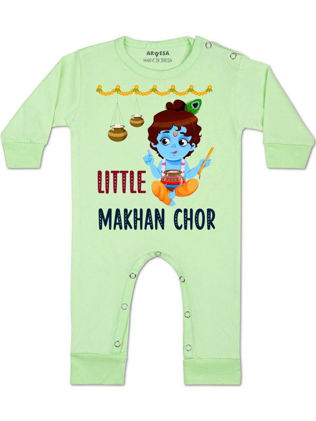 Arvesa Kids Printed Round Neck Long Sleeeve Rompers