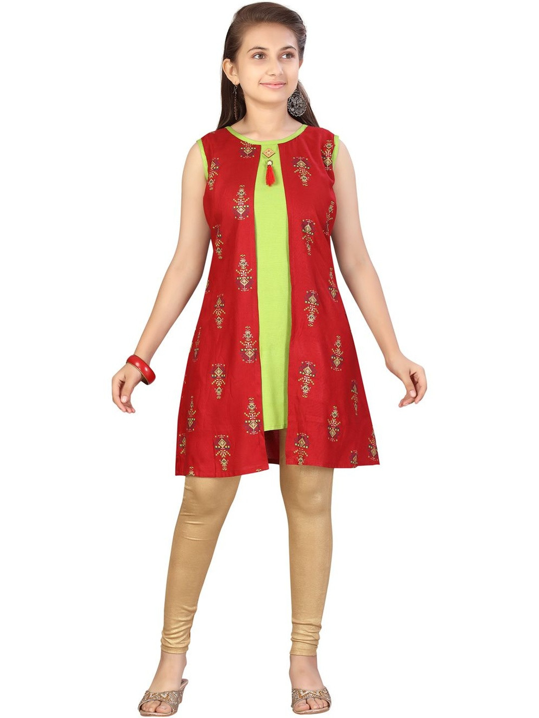 Muhuratam Girls Cotton A-Line Kurtas