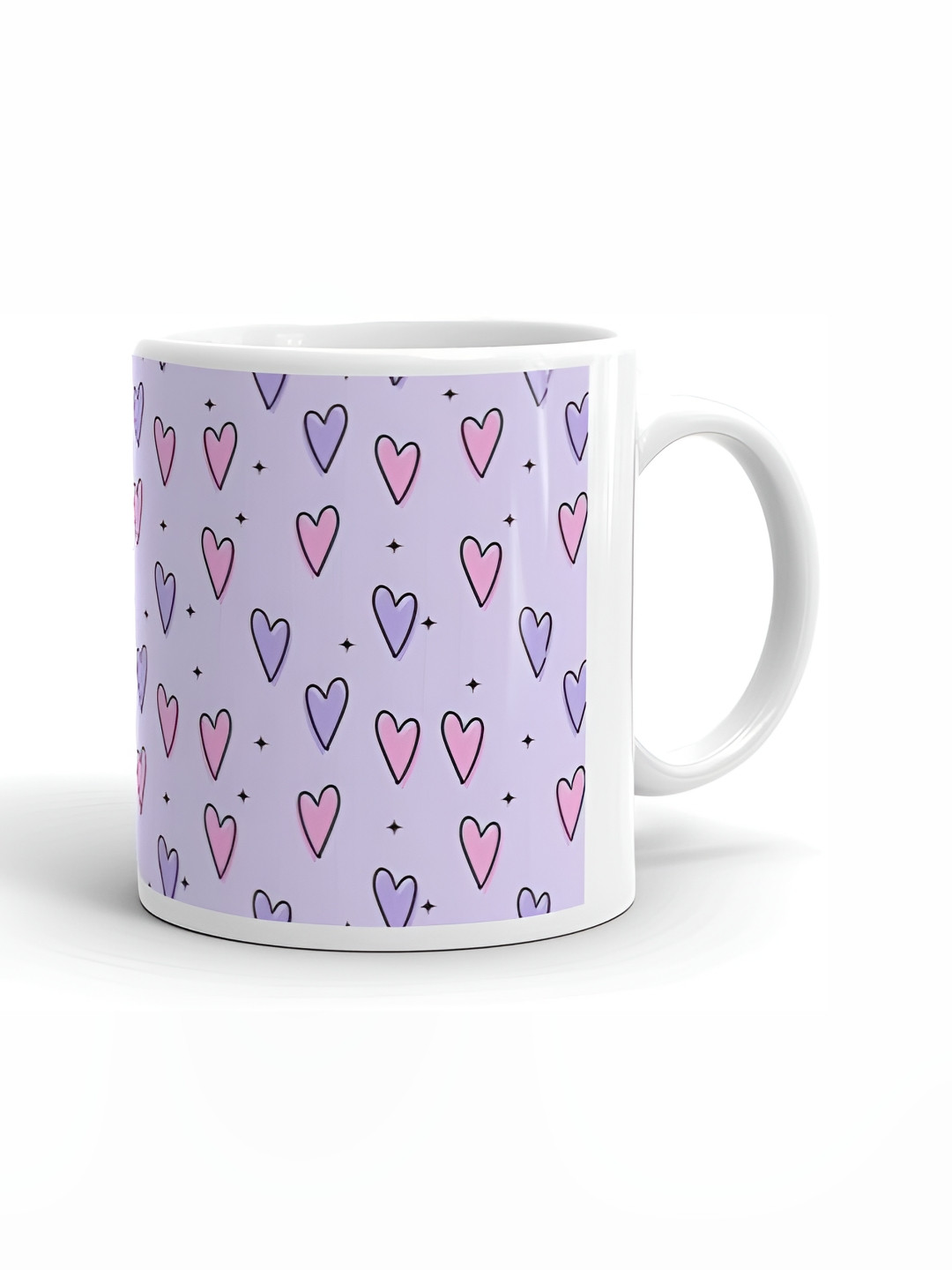 Mr UVD White & Lavender Graphic Printed Ceramic Glossy Mug