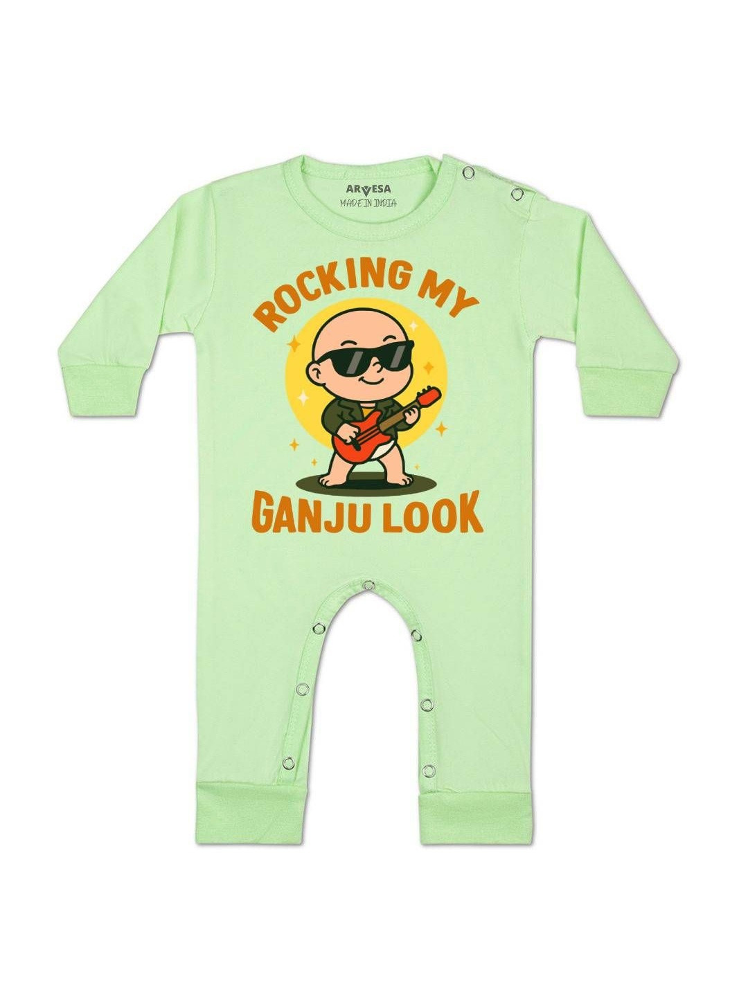 Arvesa Kids Rocking My Ganju Look Printed Baby Rompers