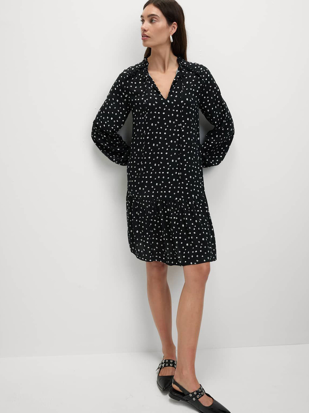 Marks & Spencer Women Printed Ruffle Mini Relaxed Mini Dress