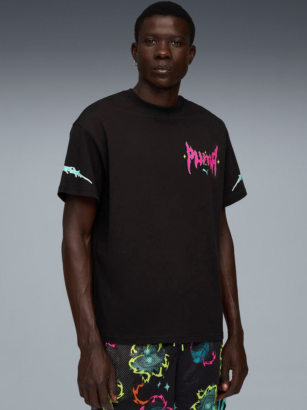 PUMA Hoops x Rick and Morty Men Typography Printed Cotton T-shirt