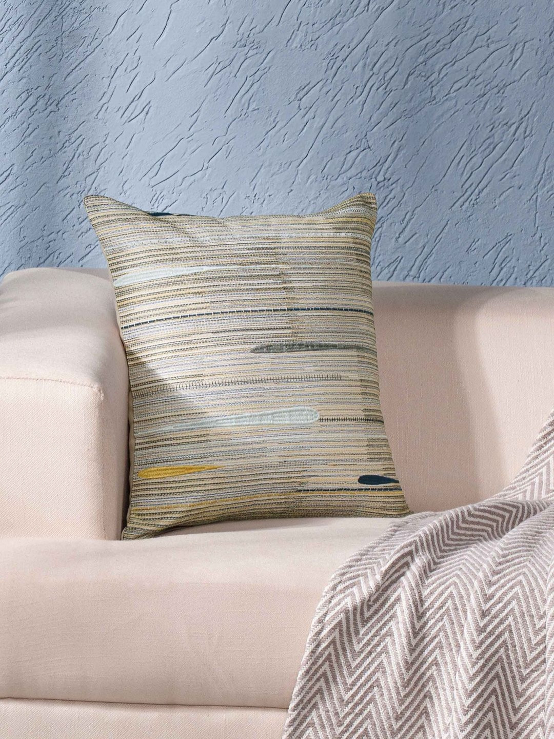 MASPAR Abstract Printed Pure Cotton Square Cushion Cover For Sofa & Bed Decor