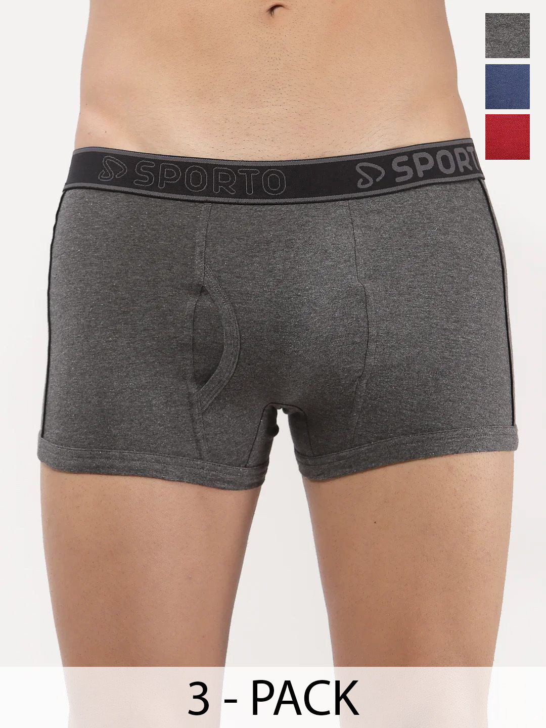 Sporto by Macho Men Pack Of 3 Mid-Rise Trunks Sprto-M1020_A(1)-Dnm(1)-R(1)-XL-A_Dnm_R