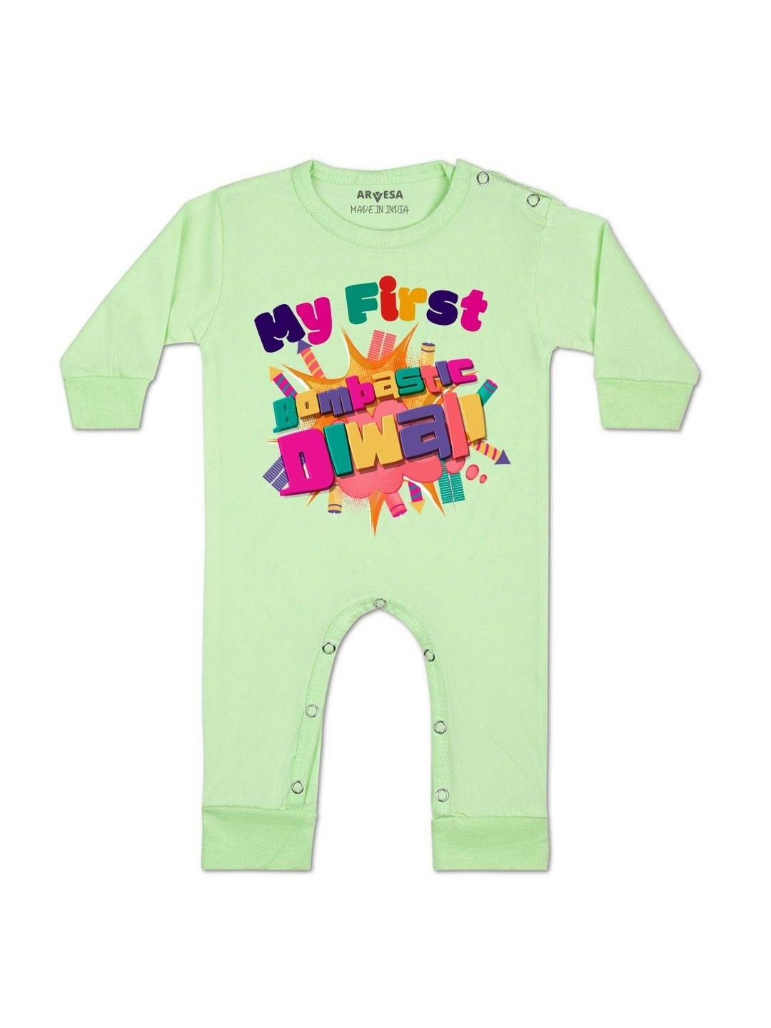 Arvesa Kids Cotton Printed Rounds Neck Long Sleeves Rompers