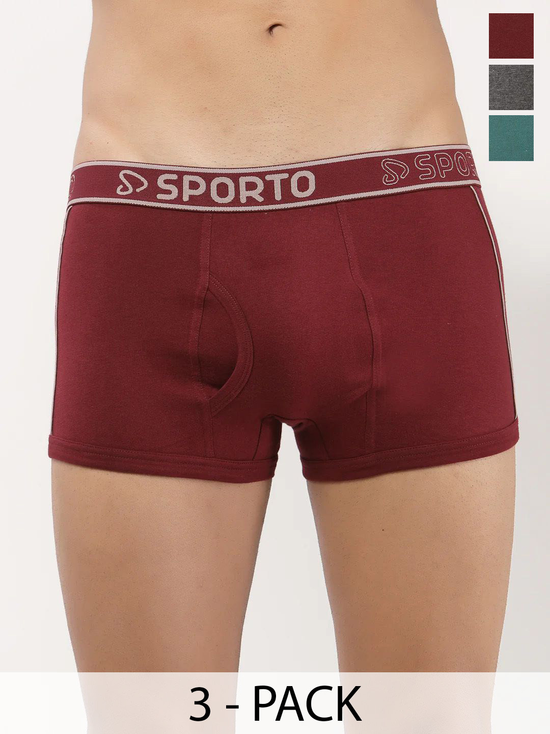 Sporto by Macho Men Pack Of 3 Bio-Polish Low-Rise Short Trunks