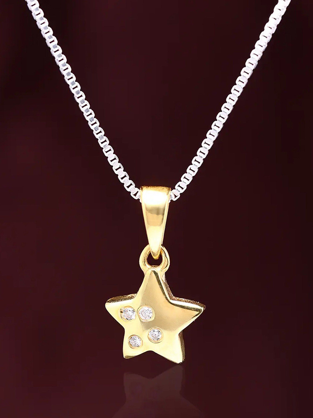 Exotic India 18k Gold Plated Artificial Stones Studded Star Shape Pendant