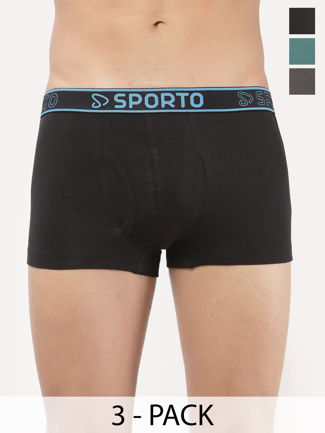 Sporto by Macho Men Solid Pack Of 3 Low-Rise Short Trunks