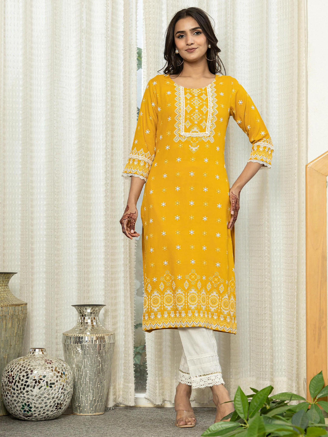Juniper Women Ethnic Motifs Printed Straight Kurta