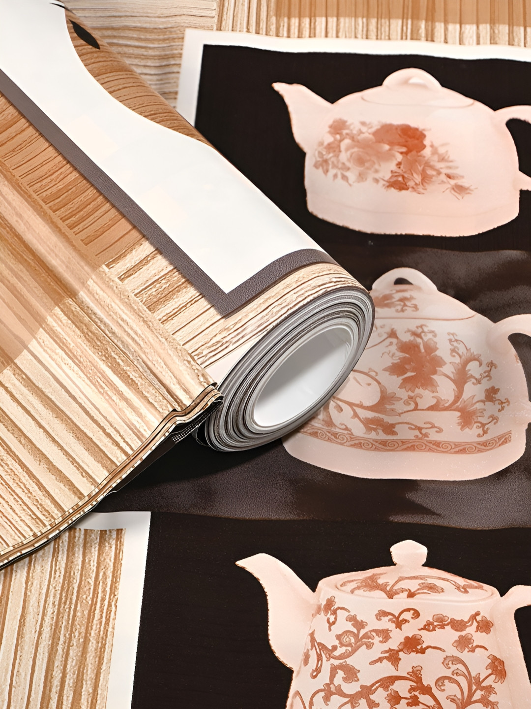 Aura Brown And White Printed Reversible Shelf Liner