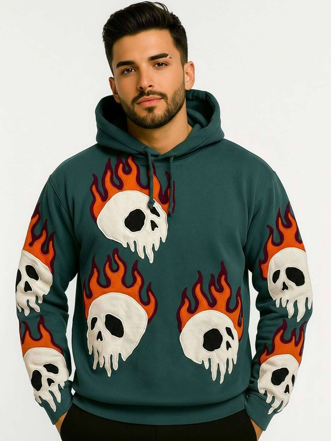 Force Graphic Printed Hooded Neck Sweatshirt