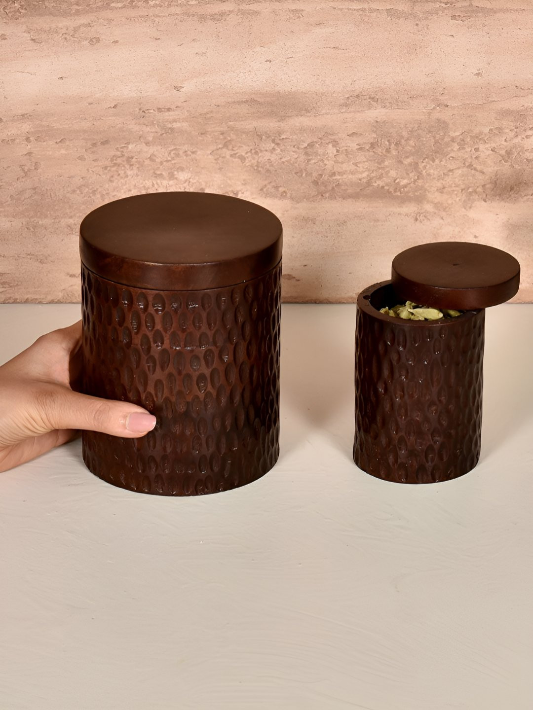 Living With Elan Brown 2 Pieces Wooden Canister Containers