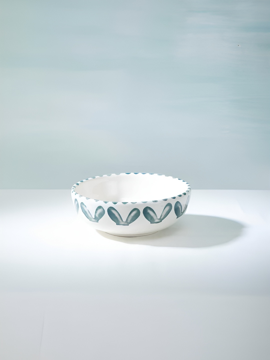 FREEDOM TREE Montane White & Blue Printed Dishwasher & Microwave Safe Ceramic Serving Bowl