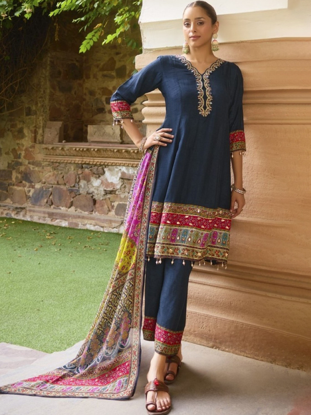 AUTUMN LANE Aster Tiffany Women Embroidered Thread Work Premium Suit Set