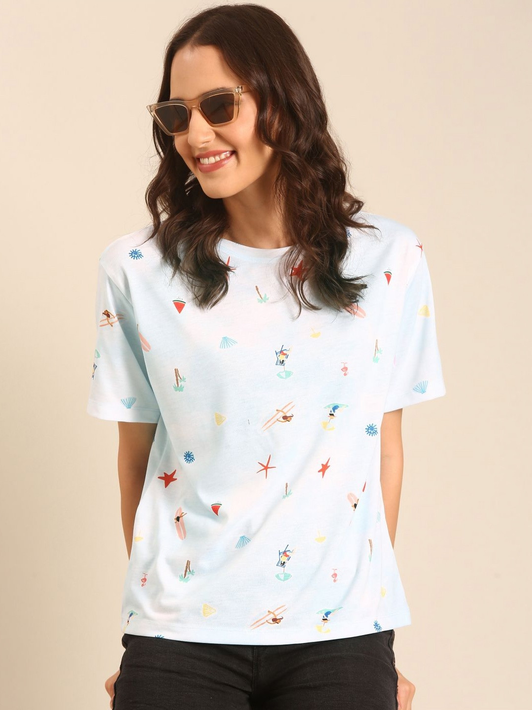 MARCA Disati Tropical Printed Round Neck Regular Fit T-shirt
