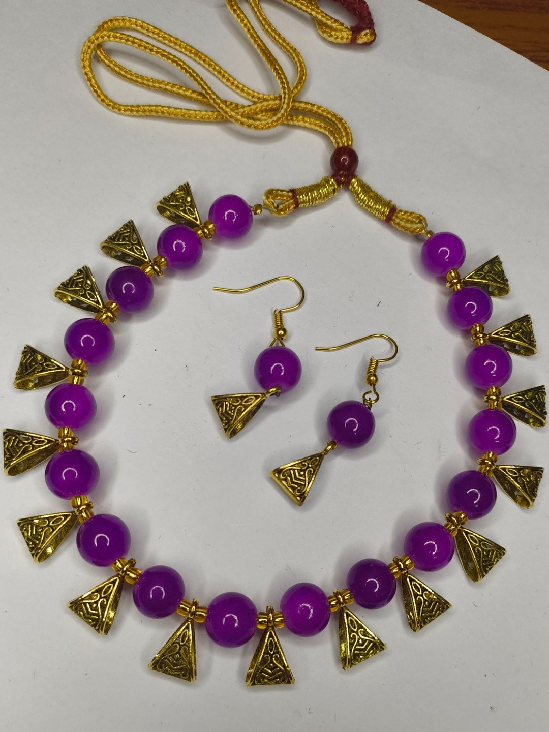 MK gallery Gold-Plated Artificial Beaded Jewellery Set