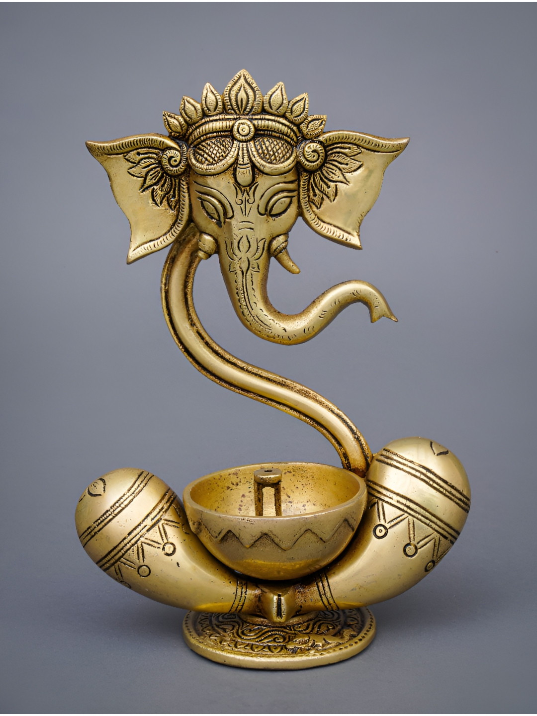 JAYPORE Gold Toned Antique Diwali Diya