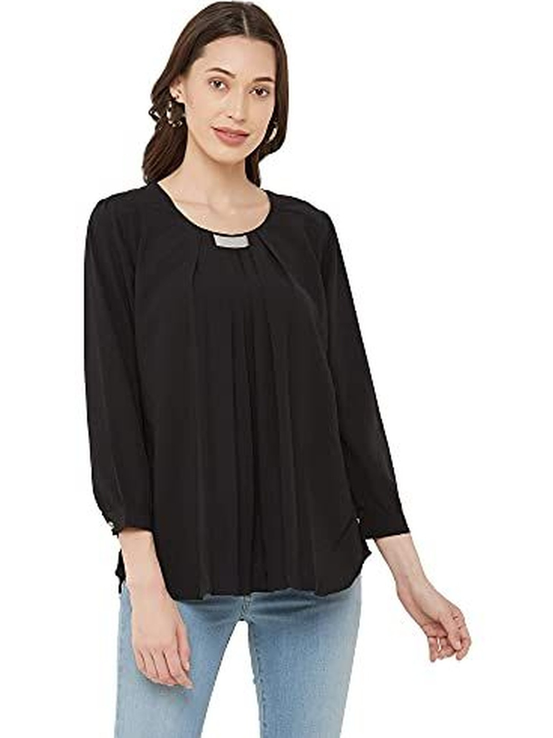 G0-4 IT Women Round Neck Pleated Top