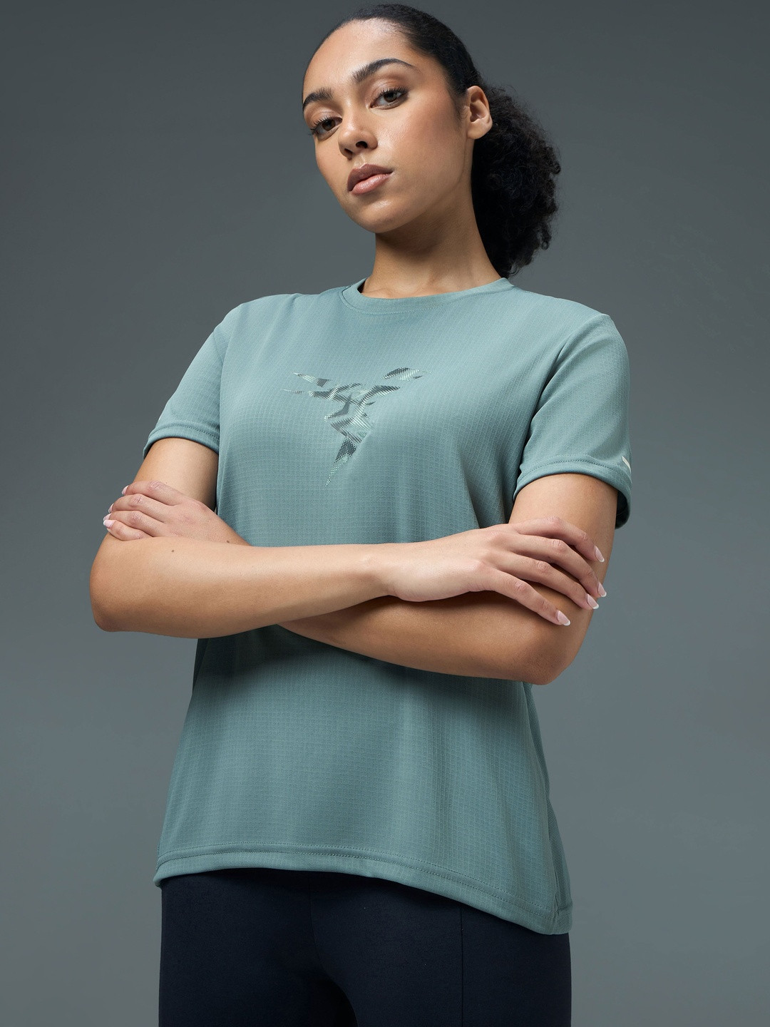 Technosport SS25 Brand Logo Printed Round Neck Antimicrobial T-Shirt