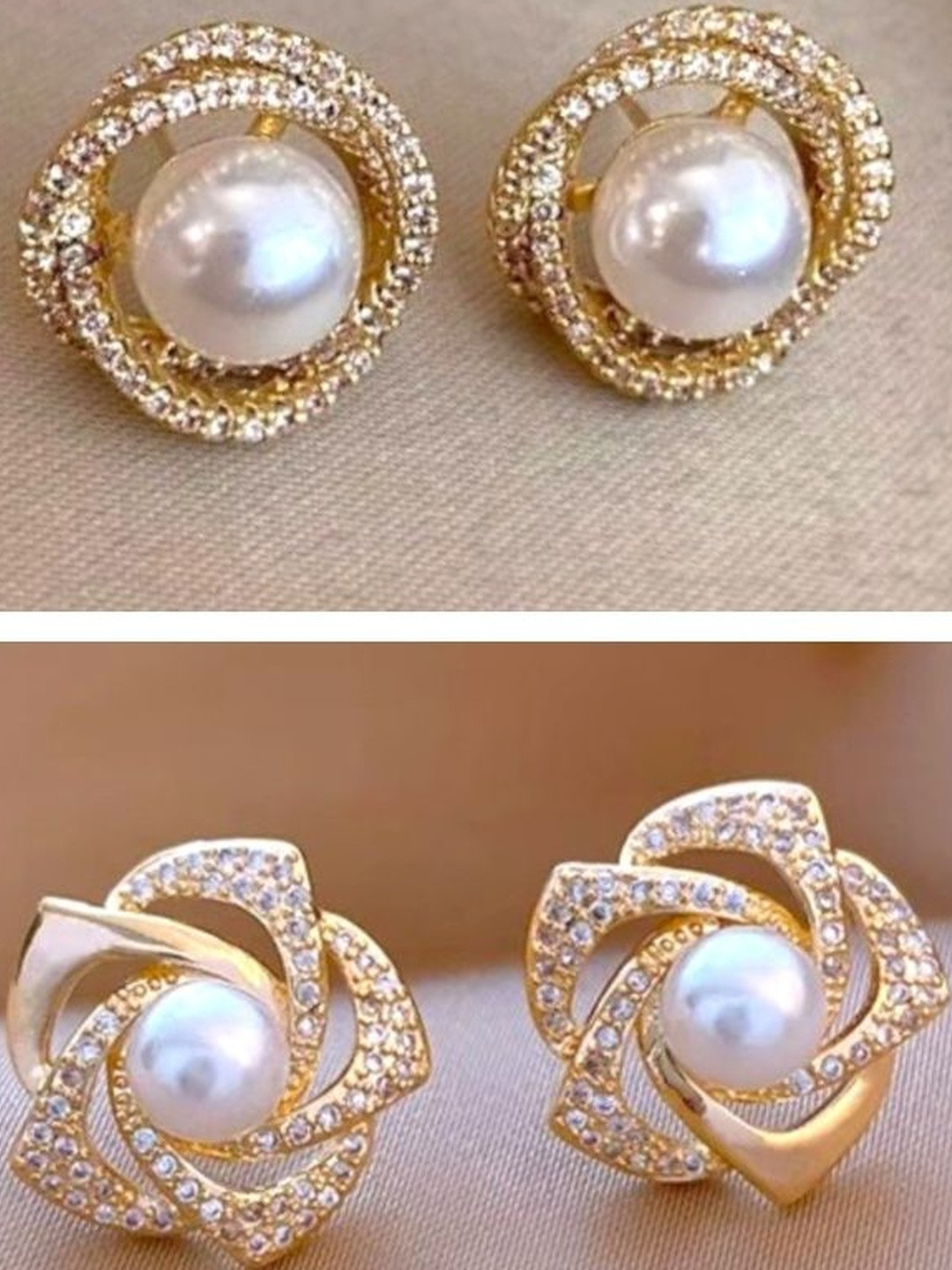 Tiso Women Gold-Plated Alloy Studs