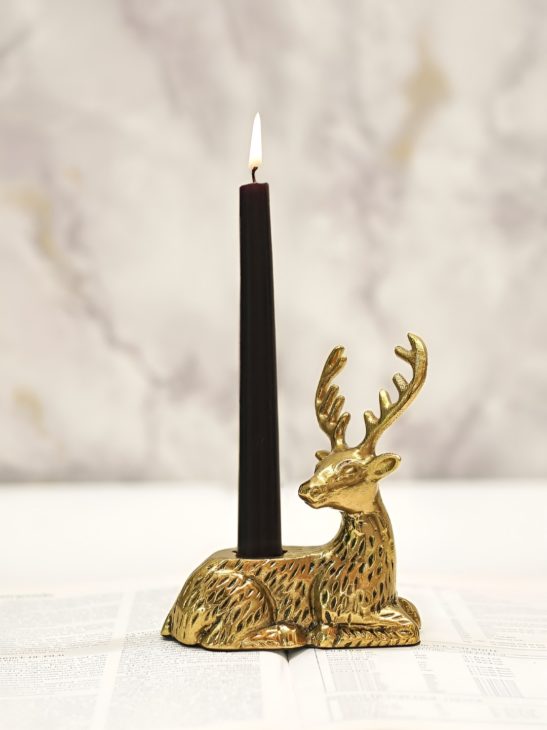 BEHOMA Gold-Toned And Black Deer Candle Holder