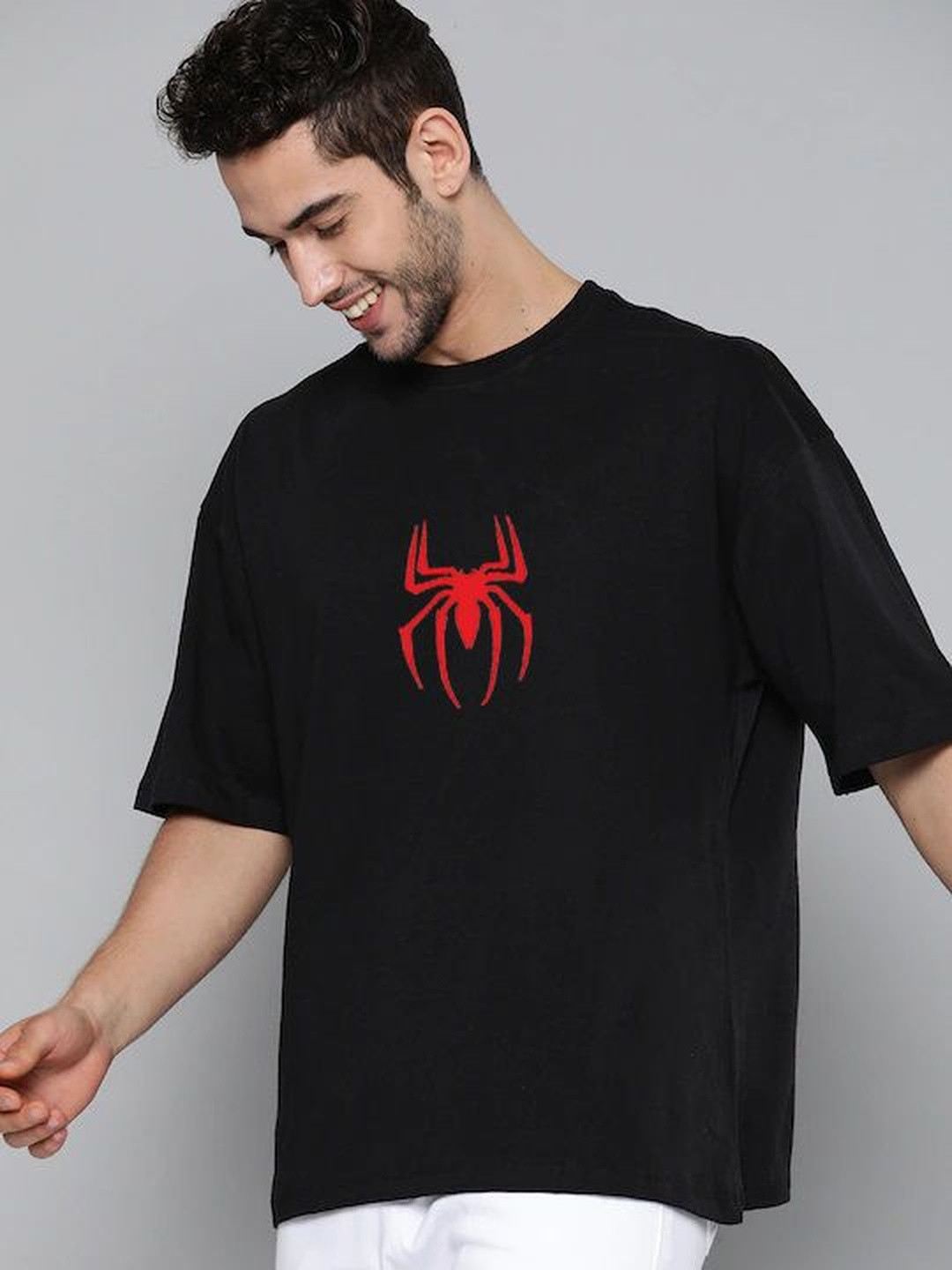 Organic Chics Spider-Man Printed Pure Cotton Oversized Anti Odour T-shirt